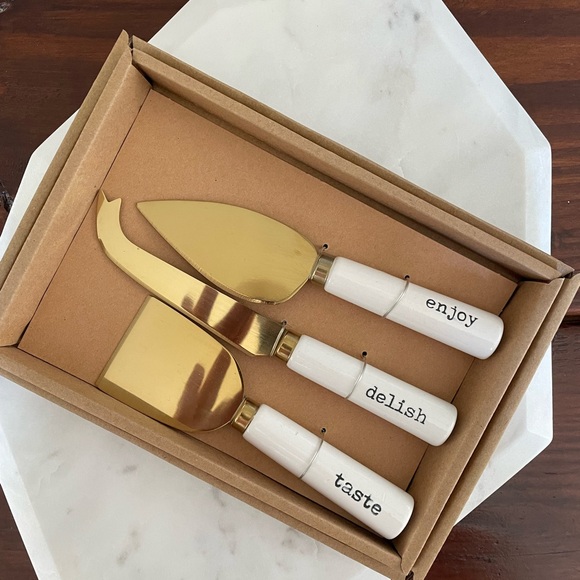 Mudpie Gold Ceramic Cheese Knife Set NEW - Picture 2 of 5